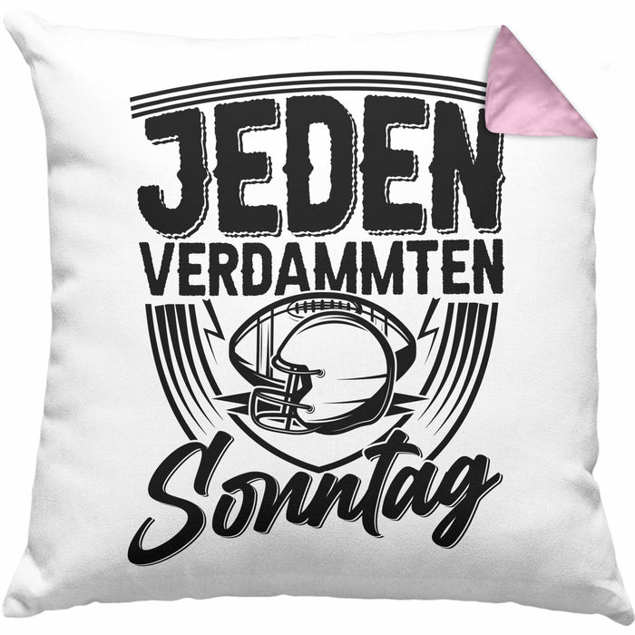American Football Kissen mit Füllung 40x40 Geschenk Jeden verdammten Sonntag American Football-Spieler Geschenkidee (Grau) Rosa Trendation