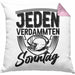 American Football Kissen mit Füllung 40x40 Geschenk Jeden verdammten Sonntag American Football-Spieler Geschenkidee (Grau) Rosa Trendation