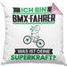 BMX-Fahrer Kissen mit Füllung 40x40 Geschenk für BMX-Fahrer Geburtstag Lustiger Spruch Was Ist Deine Superkraft (Grau) Rosa Trendation