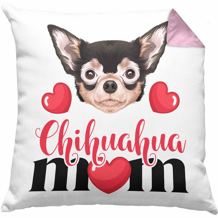 Chihuahua Besitzer Mom Mama Kissen mit Füllung 40x40 Geschenk Lustiger Spruch Geschenkidee Chihuahua Besitzerin (Grau) Rosa Trendation