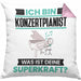Konzertpianist Kissen mit Füllung 40x40 Geschenk für Konzertpianist Geburtstag Lustiger Spruch Was Ist Deine Superkraft (Grau) Rosa Trendation