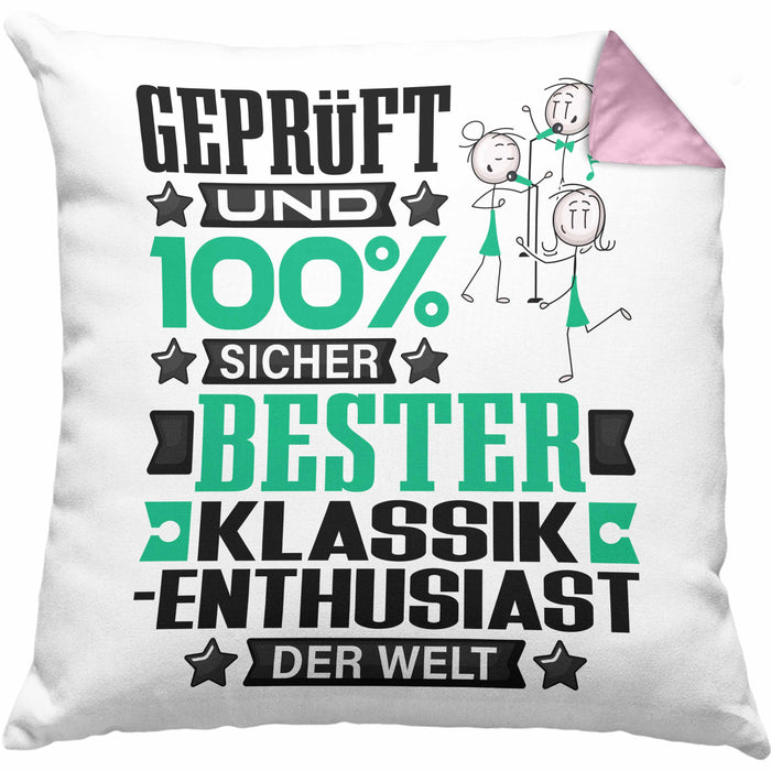 Klassik-Enthusiast Geschenk Lustiger Spruch für Klassik-Enthusiast Geschenkidee Bester Klassik-Enthusiast Der WeltKissen mit Füllung 40x40 (Grau) Rosa Trendation