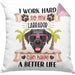 Labrador Besitzer Kissen mit Füllung 40x40 Geschenk Lustiger Spruch Geschenkidee I Work Hard So My Labrador Can Have A Better Life (Grau) Rosa Trendation