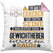 Gewichtheber Geschenk Kissen mit Füllung 40x40 Lustiger Spruch Erheben Sie Sich Der Gewichtheber Betritt den Raum (Grau) Rosa Trendation