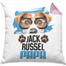 Jack Russell Papa Besitzer Kissen mit Füllung 40x40 Geschenk Lustiger Spruch Geschenkidee Jack Russell Liebhaber (Grau) Rosa Trendation