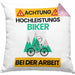 Biker Kissen mit Füllung 40x40 Geschenk Lustiger Spruch Geschenkidee für Biker Achtung Hochleistungs Biker Bei Der Arbeit (Grau) Rosa Trendation