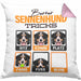 Berner Sennen Besitzer Kissen mit Füllung 40x40 Geschenk Lustiger Spruch Geschenkidee Berner Sennen Tricks Bleib (Grau) Rosa Trendation