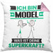 Model Kissen mit Füllung 40x40 Geschenk für Model Geburtstag Lustiger Spruch Was Ist Deine Superkraft (Grau) Rosa Trendation