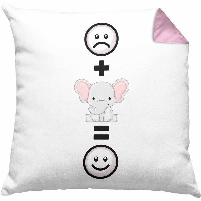 Elefanten Kissen mit Füllung 40x40 Geschenk für Elephanten Liebhaber :( + Elefanten = :) Lustige Geschenkidee Geburtstag (Grau) Rosa Trendation