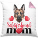 Schäferhund Besitzer Mom Mama Kissen mit Füllung 40x40 Geschenk Lustiger Spruch Geschenkidee Schäferhund Besitzerin (Grau) Rosa Trendation
