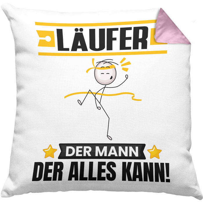 Läufer Kissen mit Füllung 40x40 Geschenk für Läufer Der Mann Der Alles Kann Geschenkidee zum Geburtstag (Grau) Rosa Trendation