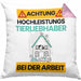 Tierwohlhaber Kissen mit Füllung 40x40 Geschenk Lustiger Spruch Geschenkidee für Tierwohlhaber Achtung Hochleistungs Tierwohlhaber Bei Der Arbeit (Grau) Rosa Trendation