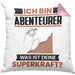 Abenteurer Kissen mit Füllung 40x40 Geschenk für Abenteurer Geburtstag Lustiger Spruch Was Ist Deine Superkraft (Grau) Rosa Trendation