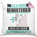 Bergsteiger Kissen mit Füllung 40x40 Geschenk für Bergsteiger Geburtstag Lustiger Spruch Was Ist Deine Superkraft (Grau) Rosa Trendation