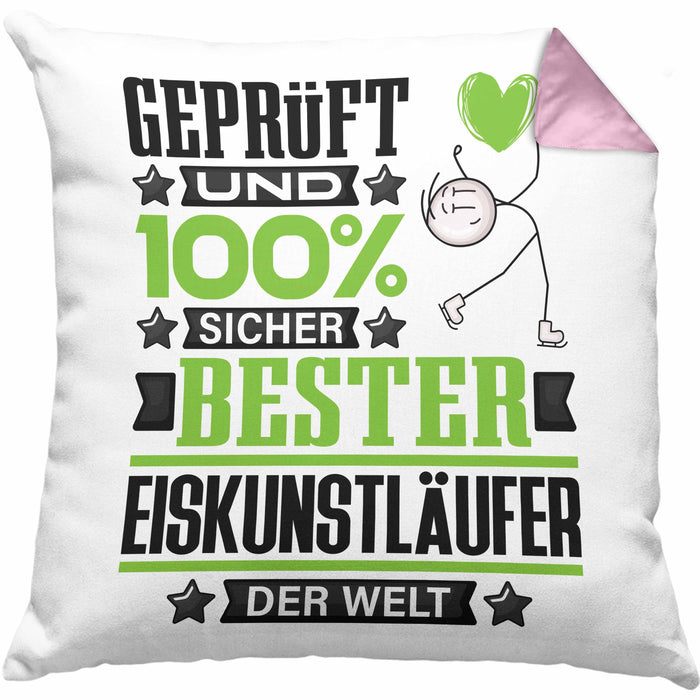 Eiskunstläufer Geschenk Lustiger Spruch für Eiskunstläufer Geschenkidee Bester Eiskunstläufer Der WeltKissen mit Füllung 40x40 (Grau) Rosa Trendation