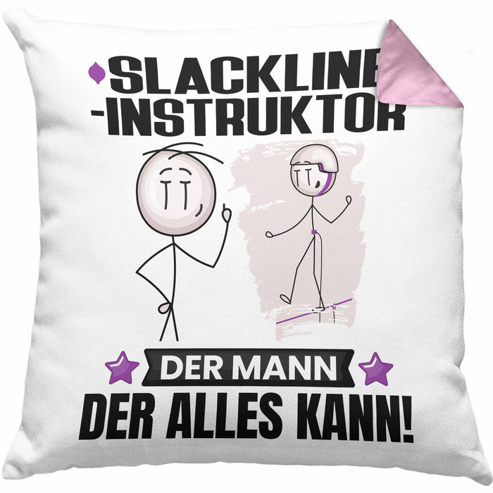 Slackline-Instruktor Kissen mit Füllung 40x40 Geschenk für Slackline-Instruktor Der Mann Der Alles Kann Geschenkidee zum Geburtstag (Grau) Rosa Trendation