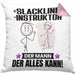 Slackline-Instruktor Kissen mit Füllung 40x40 Geschenk für Slackline-Instruktor Der Mann Der Alles Kann Geschenkidee zum Geburtstag (Grau) Rosa Trendation