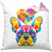 Französische Bulldogge Herz Farbe Besitzer Kissen mit Füllung 40x40 Geschenk Lustiger Spruch Geschenkidee Französische Bulldogge Liebhaber (Grau) Rosa Trendation