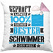 Schwimmer Geschenk Lustiger Spruch für Schwimmer Geschenkidee Bester Schwimmer Der WeltKissen mit Füllung 40x40 (Grau) Rosa Trendation