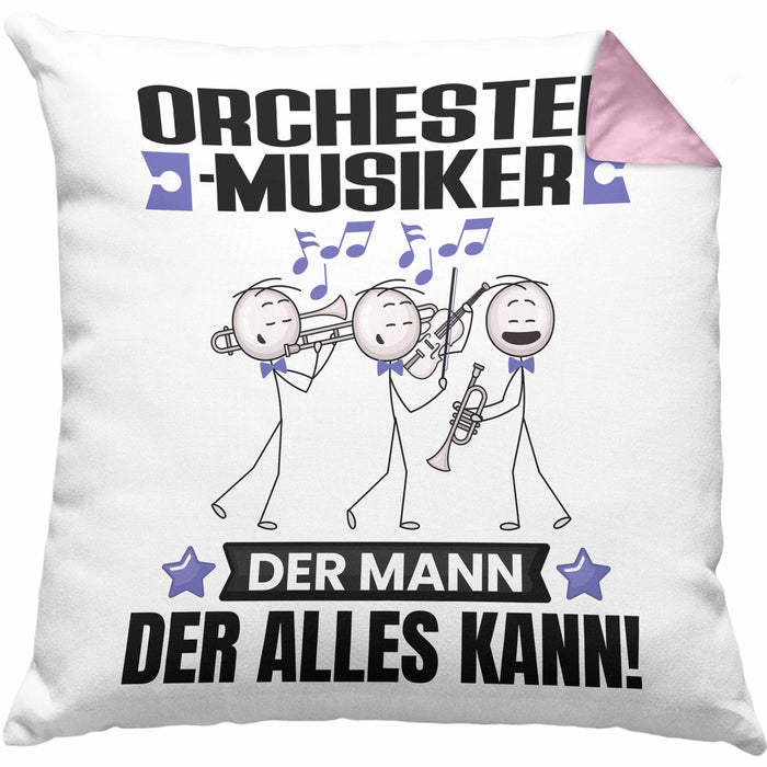 Orchestermusiker Kissen mit Füllung 40x40 Geschenk für Orchestermusiker Der Mann Der Alles Kann Geschenkidee zum Geburtstag (Grau) Rosa Trendation