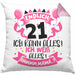 21. Geburtstag Geschenk Kissen mit Füllung 40x40 Frauen Mädchen Geschenkidee Endlich 21 Ich Kann Alles Ich Weiß Alles Ähm Mama (Grau) Rosa Trendation