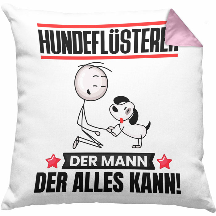 Hundeflüsterer Kissen mit Füllung 40x40 Geschenk für Hundeflüsterer Der Mann Der Alles Kann Geschenkidee zum Geburtstag (Grau) Rosa Trendation