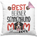 Berner Sennenhund Mom Besitzerin Kissen mit Füllung 40x40 Geschenk Lustiger Spruch Geschenkidee Besitzerin Berner Sennenhund Mama (Grau) Rosa Trendation