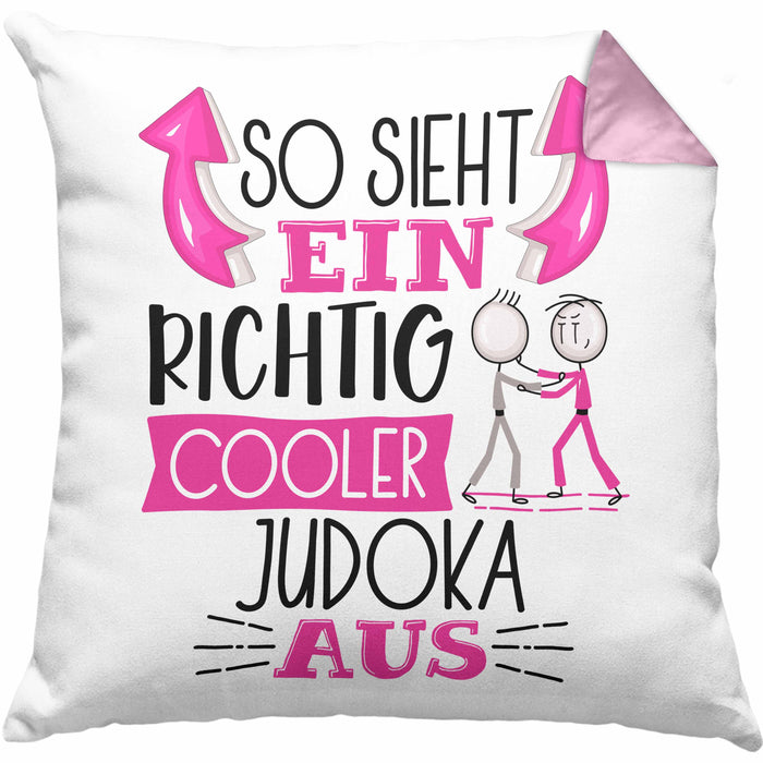 Judoka Kissen mit Füllung 40x40 Geschenk So Sieht Ein Richtig Cooler Judoka Aus Geschenkidee Spruch Lustig (Grau) Rosa Trendation
