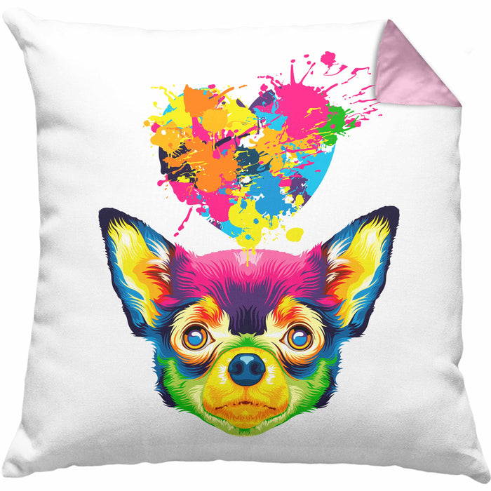 Chihuahua Herz Farbe Besitzer Kissen mit Füllung 40x40 Geschenk Lustiger Spruch Geschenkidee Chihuahua Liebhaber (Grau) Rosa Trendation