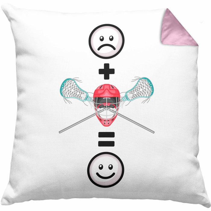 Lacrosse Kissen mit Füllung 40x40 Geschenk für Lacrosse-Spieler Lustige Geschenkidee :( + Lacrosse = :) Geburtstag (Grau) Rosa Trendation