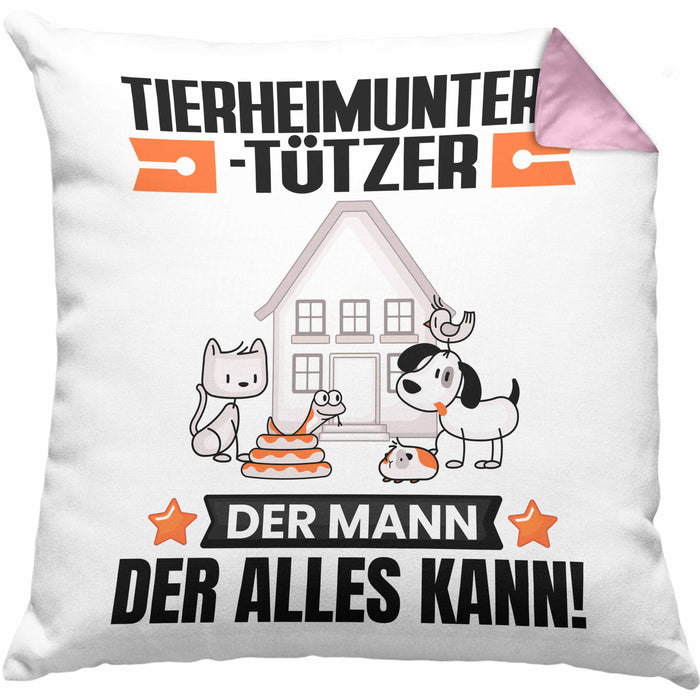 Tierheimunterstützer Kissen mit Füllung 40x40 Geschenk für Tierheimunterstützer Der Mann Der Alles Kann Geschenkidee zum Geburtstag (Grau) Rosa Trendation