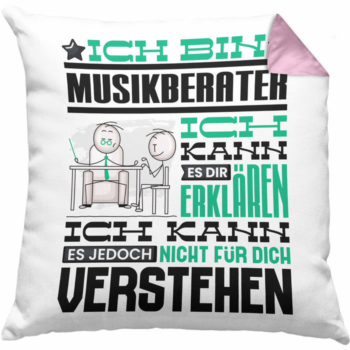Musikberater Geschenk Kissen mit Füllung 40x40 Lustige Geschenkdiee für einen Musikberater Geburtstag Ich Bin Musikberater Ich Kann Es Dir Erklären Aber Nicht Für Dich Verstehen (Grau) Rosa Trendation