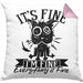 Lustige Kissen mit Füllung 40x40 Geschenk It's Fine I'm Fine Everything Is Fine Geschenkidee Frauen Sarkasmus Humor (Grau) Rosa Trendation