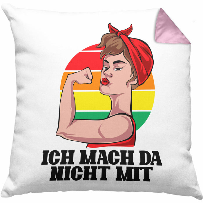Lustige Feministen Kissen mit Füllung 40x40 Geschenk für starke Frauen Frauenpower Feminismus (Grau) Rosa Trendation