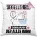 Segellehrer Kissen mit Füllung 40x40 Geschenk für Segellehrer Der Mann Der Alles Kann Geschenkidee zum Geburtstag (Grau) Rosa Trendation