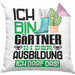 Gärtner Ausbildung Kissen mit Füllung 40x40 Geschenk Ich Bin Gärtner In Der Ausbildung Ich Darf Das Geschenkidee Spruch (Grau) Rosa Trendation