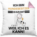 Hundebesitzer Geschenk Kissen mit Füllung 40x40 Lustiger Spruch Ich Bin Hundebesitzer Warum Weil Ich Es Kann Geschenkidee Bester Hundebesitzer Geburtstag (Grau) Rosa Trendation
