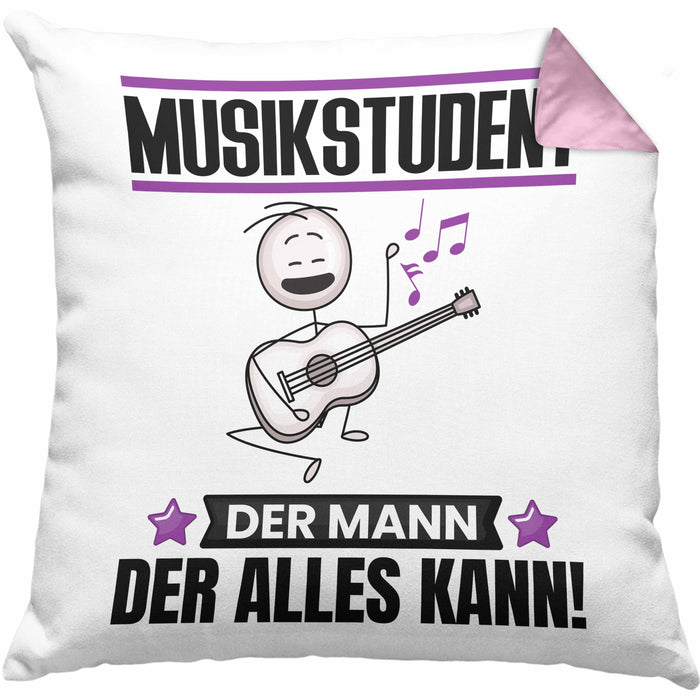 Musikstudent Kissen mit Füllung 40x40 Geschenk für Musikstudent Der Mann Der Alles Kann Geschenkidee zum Geburtstag (Grau) Rosa Trendation