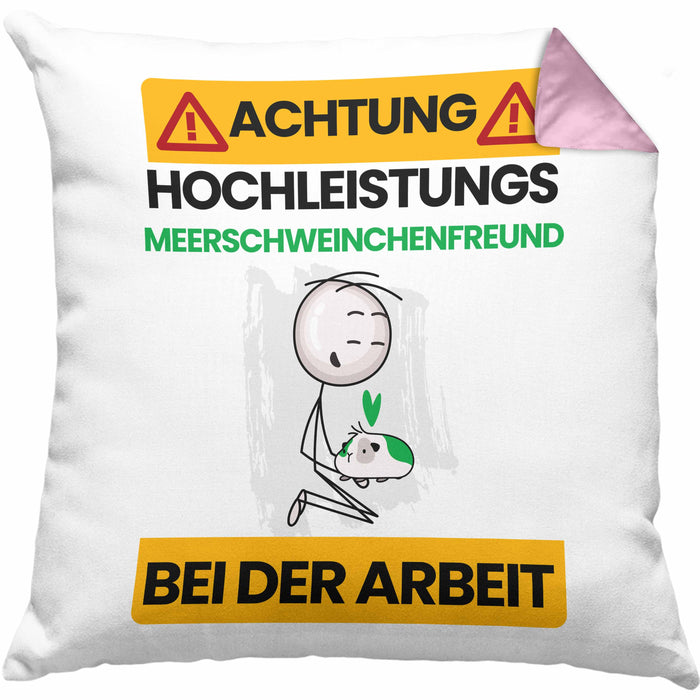 Meerschweinchenfreund Kissen mit Füllung 40x40 Geschenk Lustiger Spruch Geschenkidee für Meerschweinchenfreund Achtung Hochleistungs Meerschweinchenfreund Bei Der Arbeit (Grau) Rosa Trendation