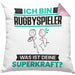 Rugbyspieler Kissen mit Füllung 40x40 Geschenk für Rugbyspieler Geburtstag Lustiger Spruch Was Ist Deine Superkraft (Grau) Rosa Trendation