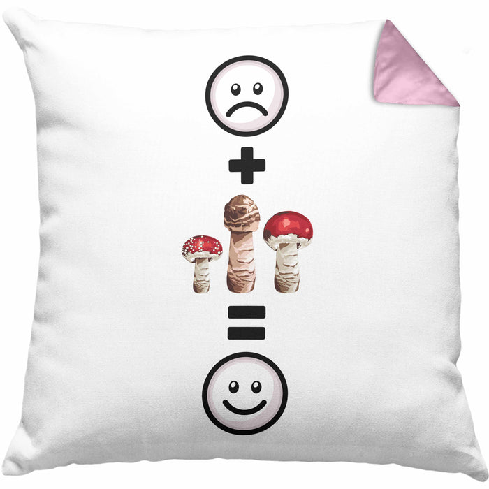 Pilze Sammlen Kissen mit Füllung 40x40 Geschenk für Pilzsammler :( + Pilze = :) Lustige Geschenkidee Geburtstag (Grau) Rosa Trendation