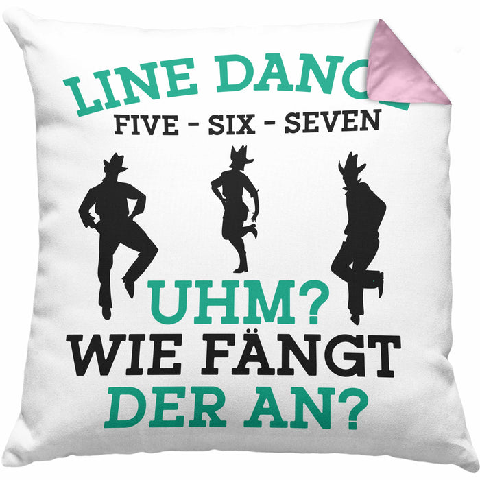 Lustige Line Dance Kissen mit Füllung 40x40 - Tolles Geschenk für Line Dance Enthusiasten (Grau) Rosa Trendation