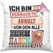 Anwalt Kissen mit Füllung 40x40 Geschenk Spruch Lustig Geschenkidee für Anwalt Geburtstag Ich Bin Der Verrückte Anwalt (Grau) Rosa Trendation