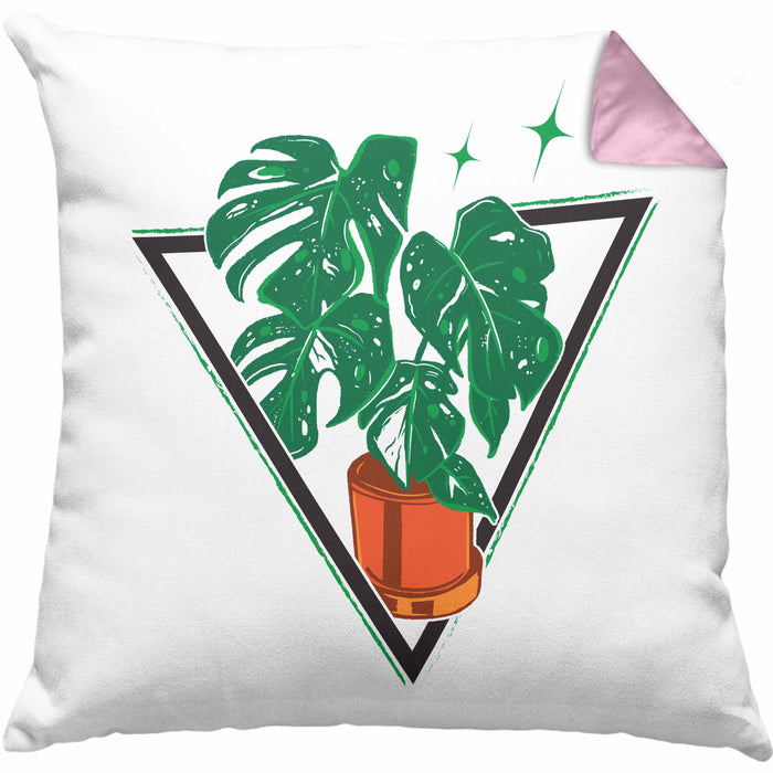 Gärtner Geschenk Kissen mit Füllung 40x40 Pflanzen Motiv Design Geschenkidee Garten-Pflege (Grau) Rosa Trendation