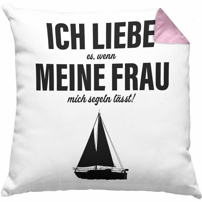 Kissen mit Füllung 40x40 für Segler Geschenke Männer Kissen mit Füllung 40x40 Geschenkideen Zubehör Gadgeds Segeln Lustig (Grau) Rosa Trendation