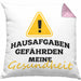 Lustige Kissen mit Füllung 40x40 "Hausaufgaben gefährden meine Gesundheit" Geschenk für Schüler (Grau) Rosa Trendation