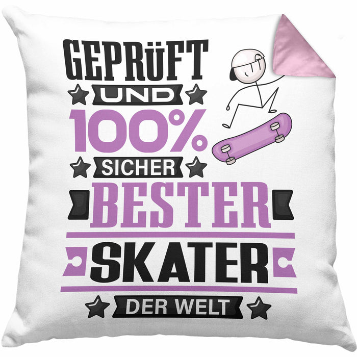 Skater Geschenk Lustiger Spruch für Skater Geschenkidee Bester Skater Der WeltKissen mit Füllung 40x40 (Grau) Rosa Trendation