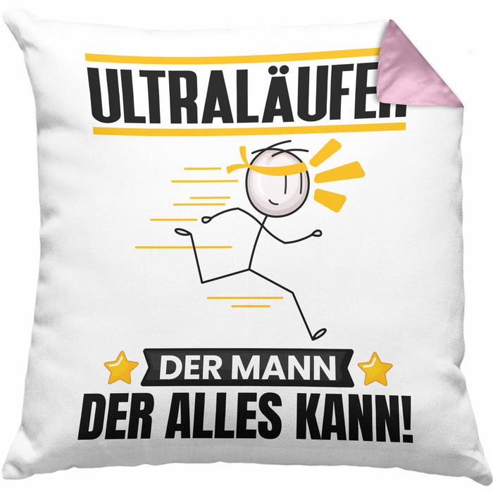 Ultraläufer Kissen mit Füllung 40x40 Geschenk für Ultraläufer Der Mann Der Alles Kann Geschenkidee zum Geburtstag (Grau) Rosa Trendation
