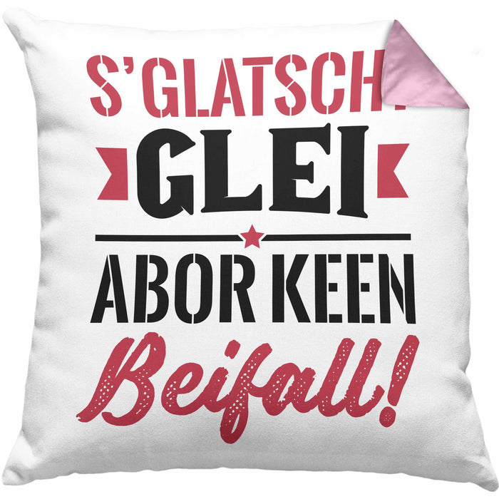Sachsen Kissen mit Füllung 40x40 Sprüche "Es klatscht glei" Sächsisch Ossi Geschenk Kaffee-Kissen mit Füllung 40x40 (Grau) Rosa Trendation