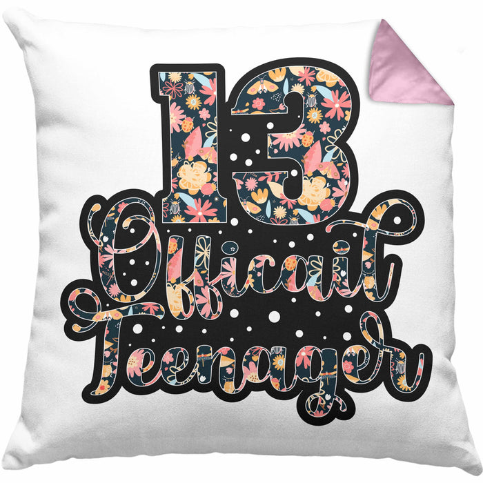 Kissen mit Füllung 40x40 zum 13. Geburtstag Offizieller Teenager Geschenkidee (Grau) Rosa Trendation